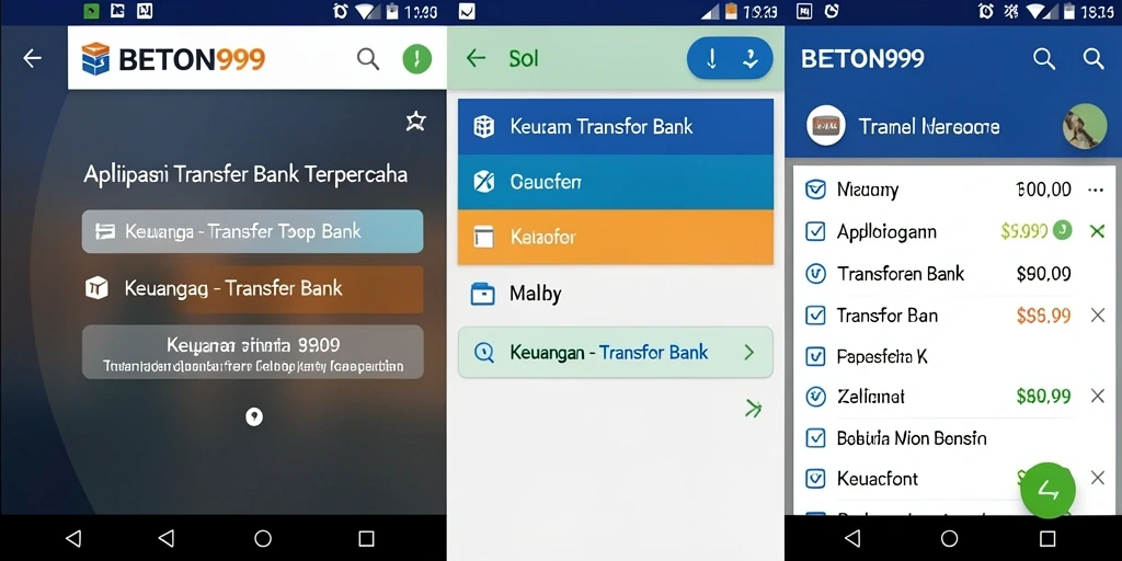 Antarmuka aplikasi BETON999 yang simpel dan efisien untuk Transfer Bank.