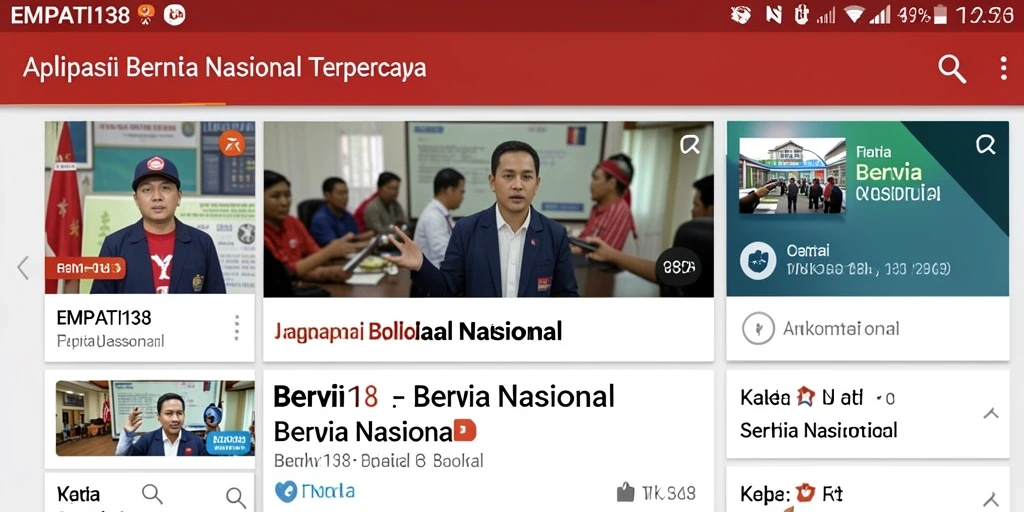 Tampilan antarmuka aplikasi EMPATI138 yang menghadirkan berita nasional.