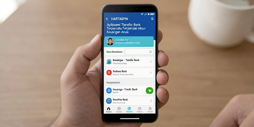 Tampilan antarmuka pengguna HARTASPIN untuk Transfer Bank yang modern dan intuitif.
