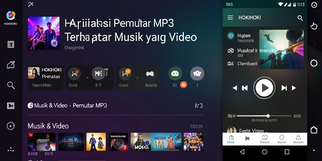 Antarmuka HOKIHOKI yang menarik dengan fitur Pemutar MP3 yang lengkap.
