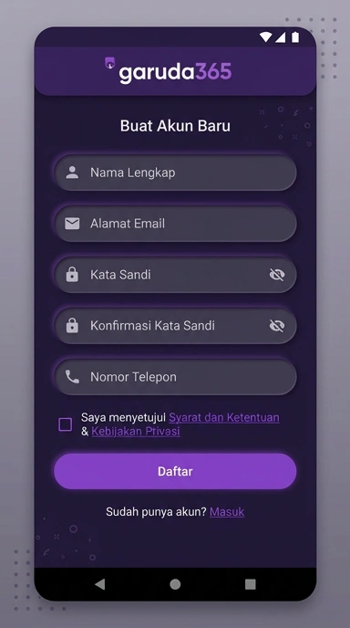 Panduan Registrasi Akun Garuda365 untuk Pengguna Android